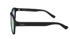 Black sunglasses with 'kels' branding on a white background