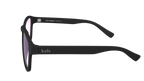Black sunglasses with 'kels' branding on a white background